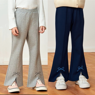 百搭微喇裤 2026女童喇叭裤 春秋新款 蝴蝶结开叉长裤 TMF4822E 子MN