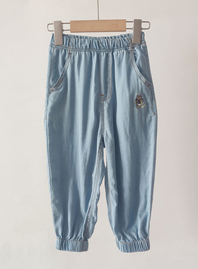 2024夏季新款女童牛仔薄裤防蚊裤束脚长裤中大童TTTJ242403A