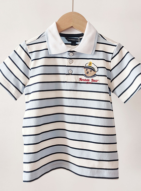 夏季新款男童短袖T恤Polo衫棉吸汗海军风TTHA242402A