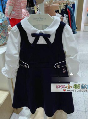 现货春秋季新款女童学院风长袖假两件连衣裙TKOM223852K OM223852