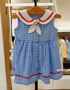 OWC6446K 女童宝宝海军风翻领连衣裙休闲PBOWC6446K 夏季 小熊童装