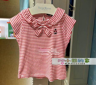 女童婴童宝宝条纹短袖 圆领T恤中小童TKRA216351O 新款 夏装