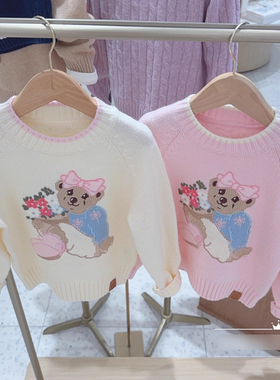 2025秋冬甜美可爱风小熊女童圆领毛衣长袖针织衫TKKW254V51K