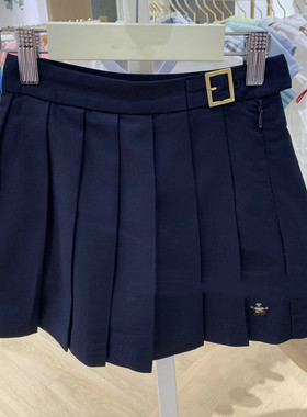 2025春季女童半身裙百褶裙学院风中大童短裙小熊童装WH213872B
