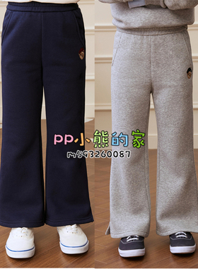 现货25秋冬小熊童装女童加绒阔腿喇叭裤中大童薄绒裤TKTM258968I
