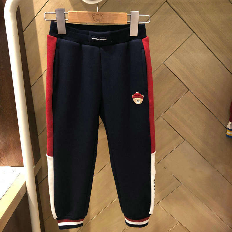 现货25男童简约运动风撞色拼接束脚裤松紧腰l休闲长裤PCMT94T23M