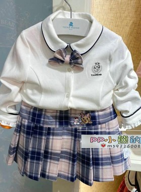 现货春秋款女童宝宝领结长袖衬衫T0YA213851D百褶裙T0WH213851D