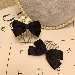 韩式可爱甜美黑色蝴蝶结丸子头刘海盘发迷你发卡发插发梳插梳女