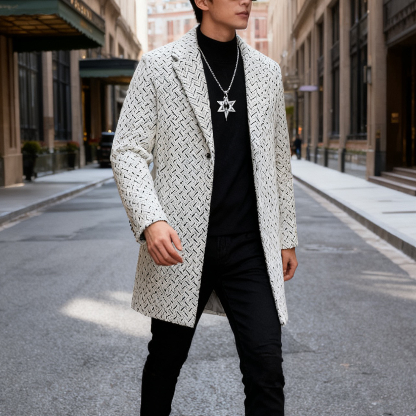 2025新款高端时尚男士毛呢大衣