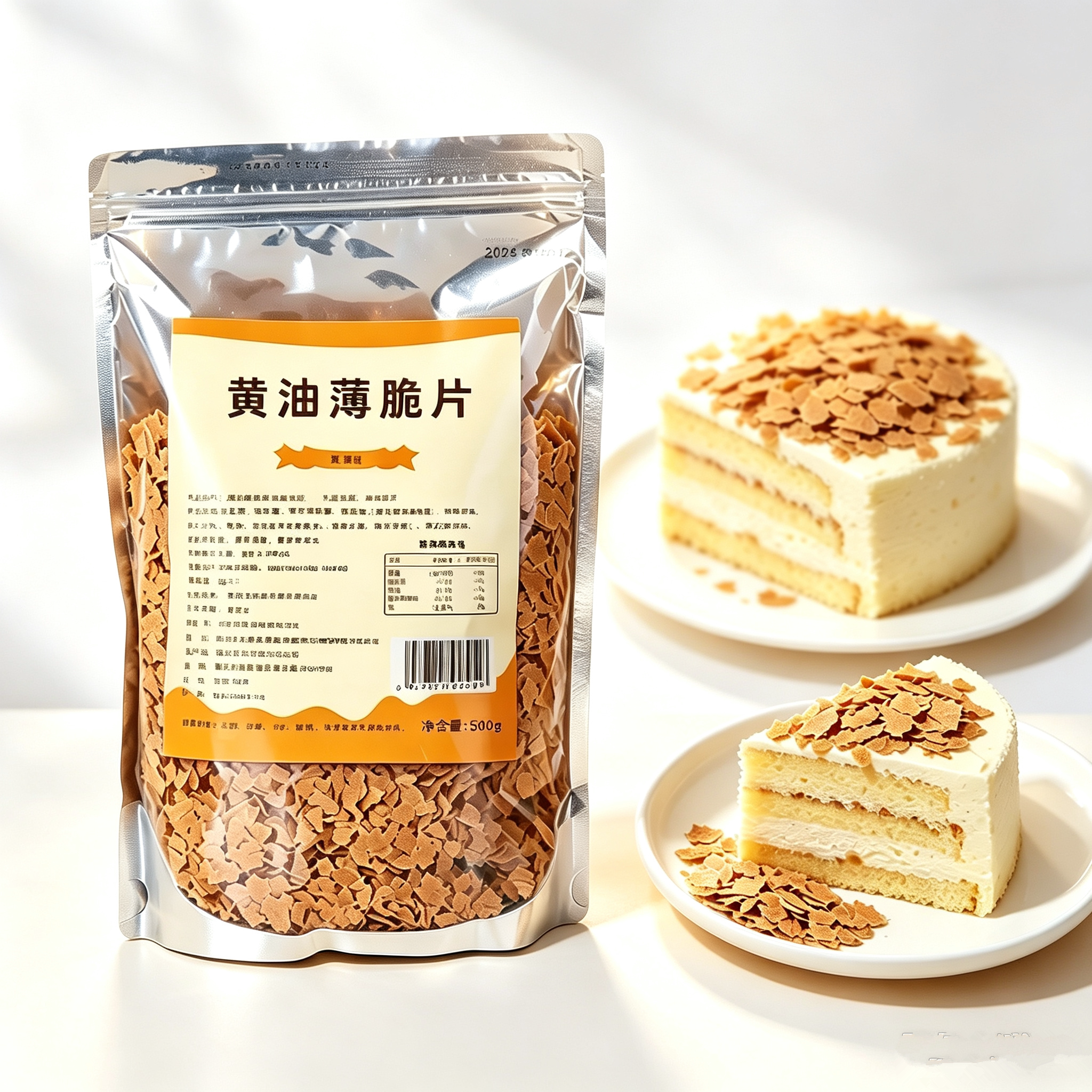 新款黄油薄脆片蛋糕装饰烘焙碎片薄脆碎饼干冰淇淋木糠杯麻薯脆片