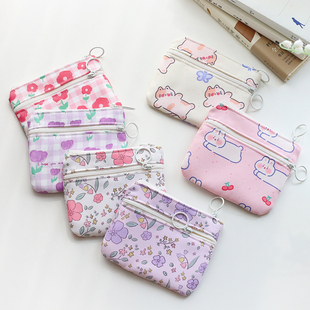 双层拉链迷你零钱包韩版学生可爱小清新收纳小包2025年新款月事包