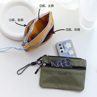 日系多层小钱包简约新款复古迷你小包包拉链零钱包卡包钥匙手机包