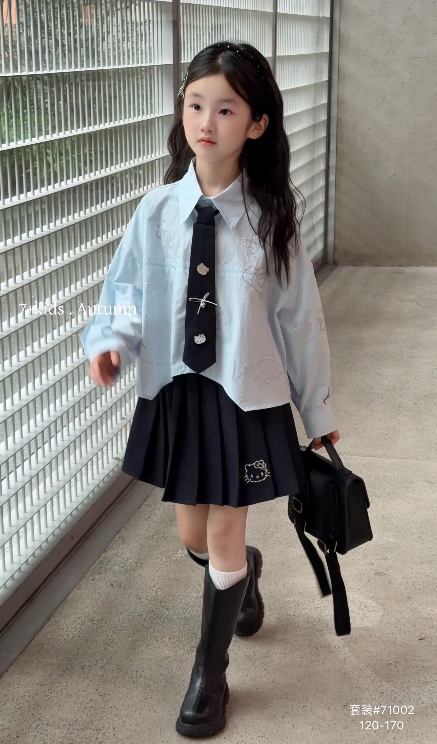 2026秋新款套装女童中大童长袖衬衫百搭百褶裙两件套学院风Jk套装图片