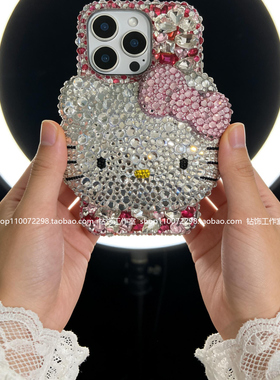 苹果17promax带钻手机壳女款iPhone15plus奢华网红16e适用14/13mini镶水钻超闪全包11/12保护套17kt猫定制air