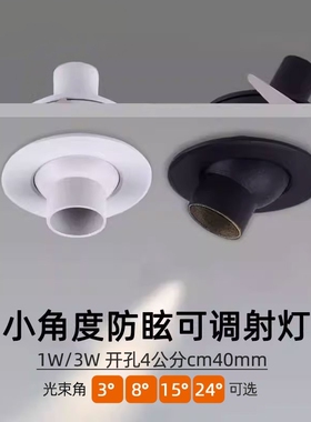 小角度聚光小射灯led嵌入式1W3W开孔4公分40mm光束角3°8°15度