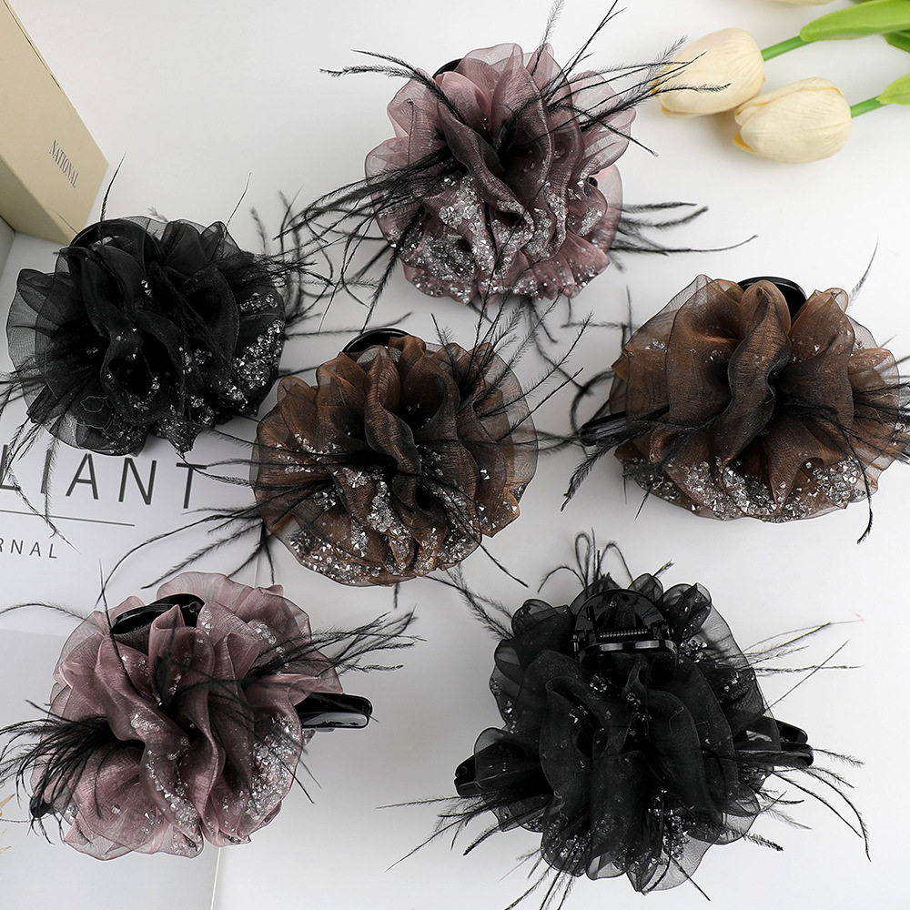 韩版水钻网纱多层云朵羽毛抓夹女网红高级感蓬松显发量盘发鲨鱼夹,饰品/流行首饰/时尚饰品新,民族风发饰,淘宝优惠券,粉丝福利购,淘宝优惠卷