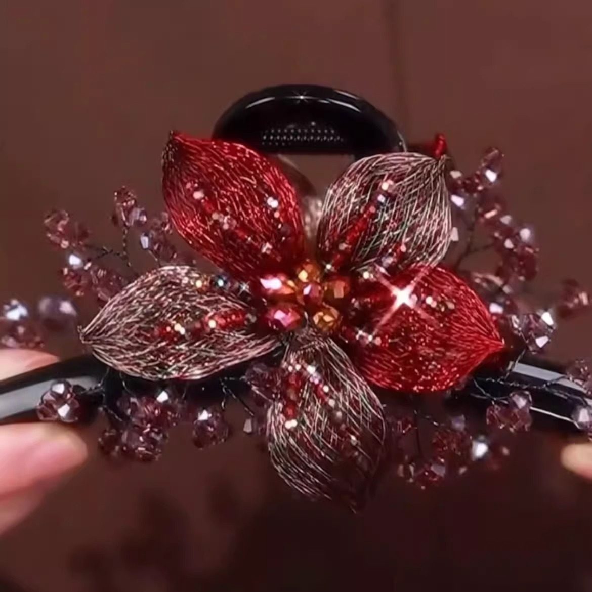 爆款复古抓夹女金属丝手工编织双面气质红花朵鲨鱼夹优雅发夹头饰,饰品/流行首饰/时尚饰品新,民族风发饰,淘宝优惠券,粉丝福利购,淘宝优惠卷