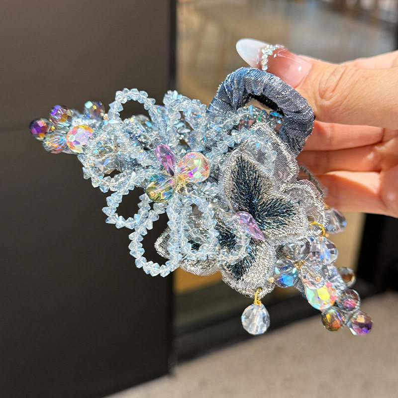 法式轻奢花朵发夹流苏水晶发抓仙美后脑勺高级感抓夹鲨鱼夹盘发器,饰品/流行首饰/时尚饰品新,民族风发饰,淘宝优惠券,粉丝福利购,淘宝优惠卷