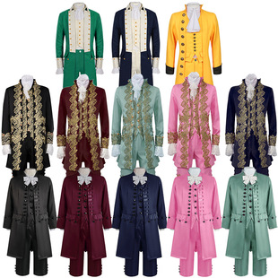 复古欧洲王子礼服华丽宫廷风刺绣花边贵族正装舞台剧演出服大码