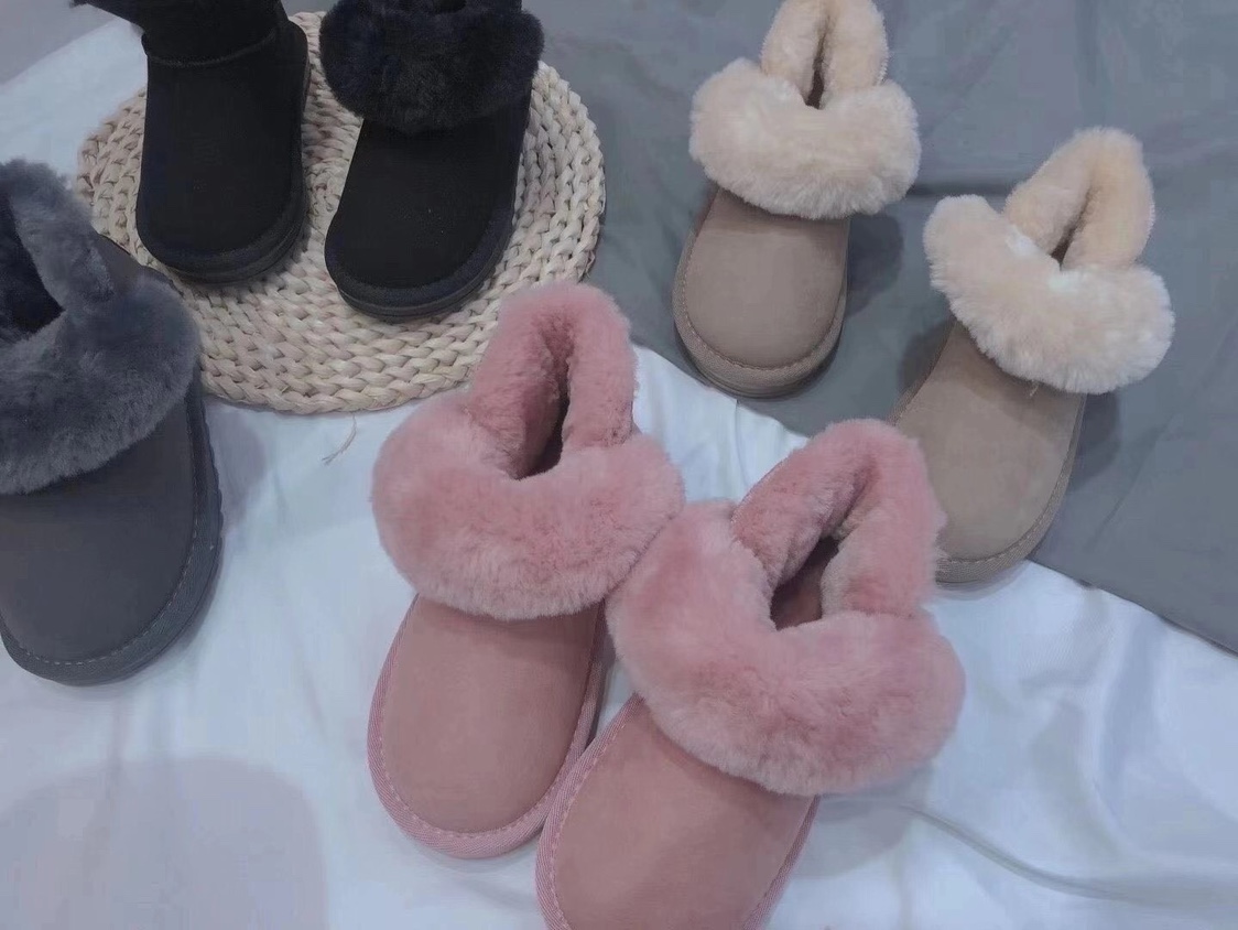 墨瓦mowa一体短筒羊羔毛雪地靴