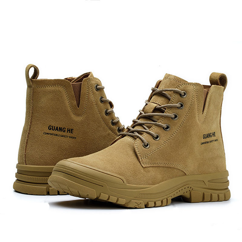 马丁靴女款工装鞋高帮春秋冬季加绒绝缘防水防滑男鞋子真皮防刮