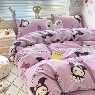 2025南通四件套全棉纯棉学生宿舍单人男三件套卡通小清新女厚被套
