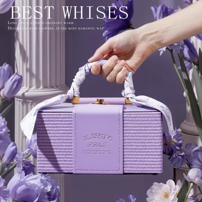 欧式轻奢皮质手提喜糖盒婚庆伴娘伴手礼盒翻盖式生日礼物包装空盒