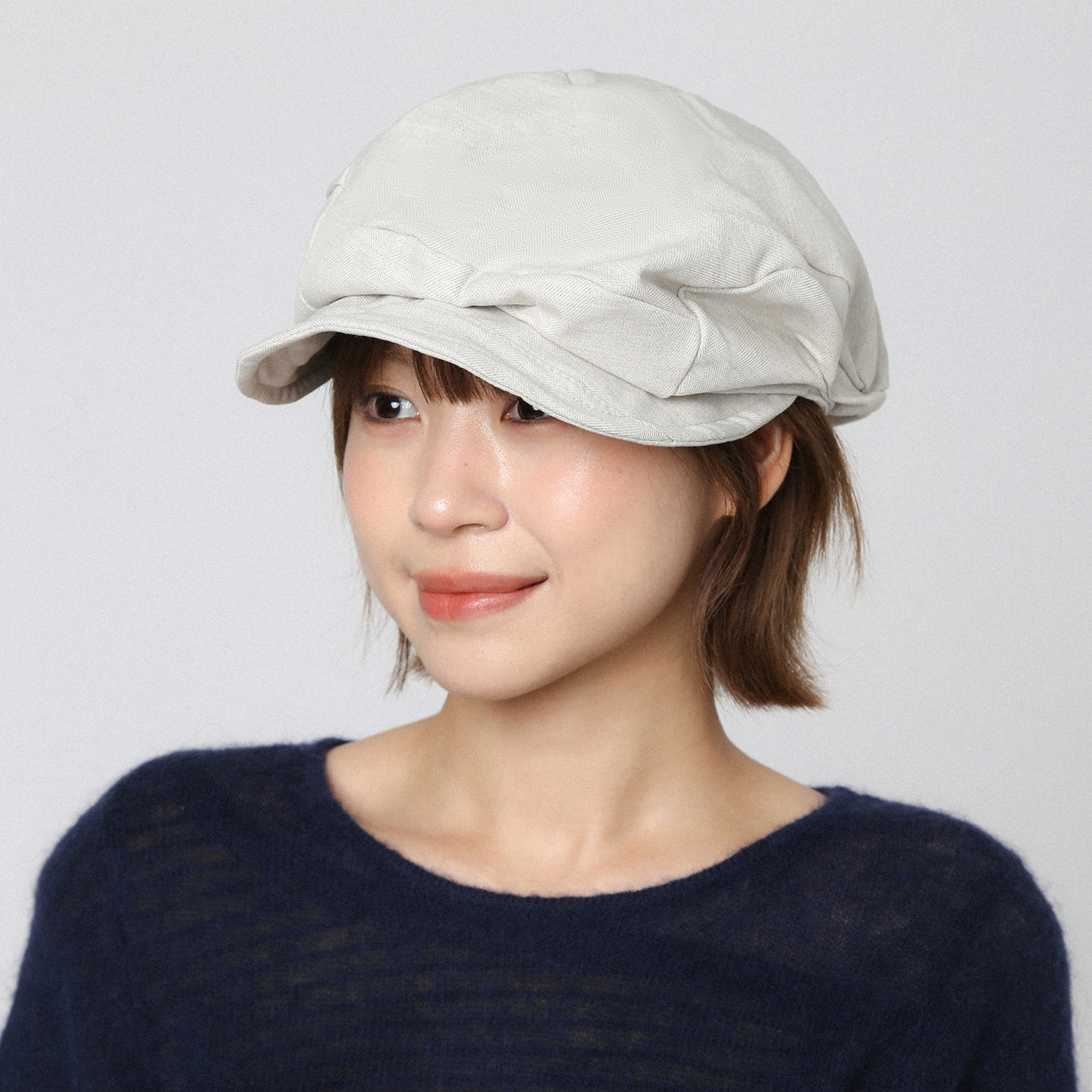 亚麻白色鸭舌帽女大头围