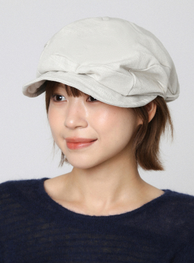 亚麻白色鸭舌帽女夏季休闲大头围遮阳八角帽日系时尚云朵贝雷帽子