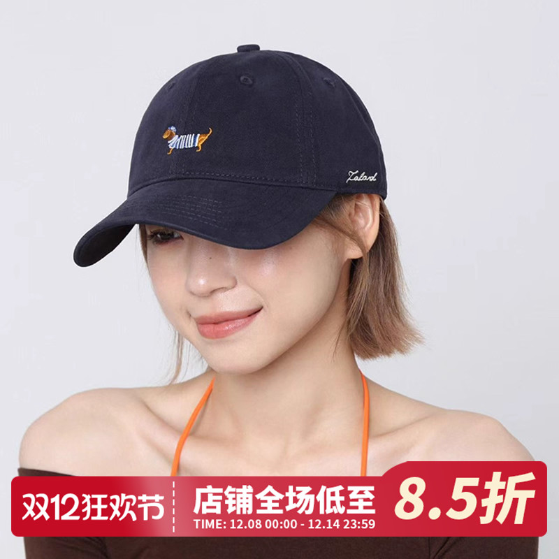 小狗卡通刺绣藏青色棒球帽女夏季