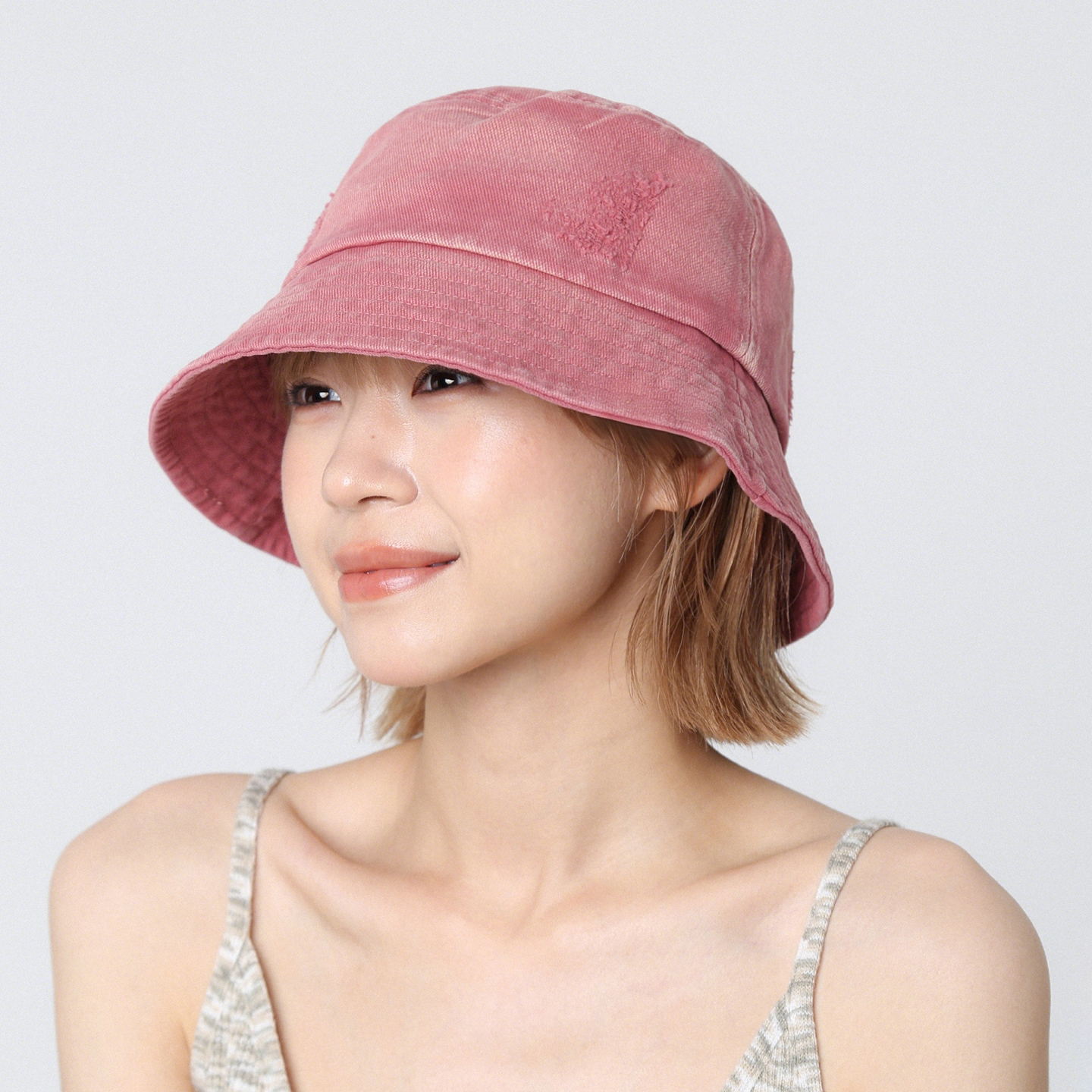 遮阳帽粉色牛仔渔夫帽女夏季新款