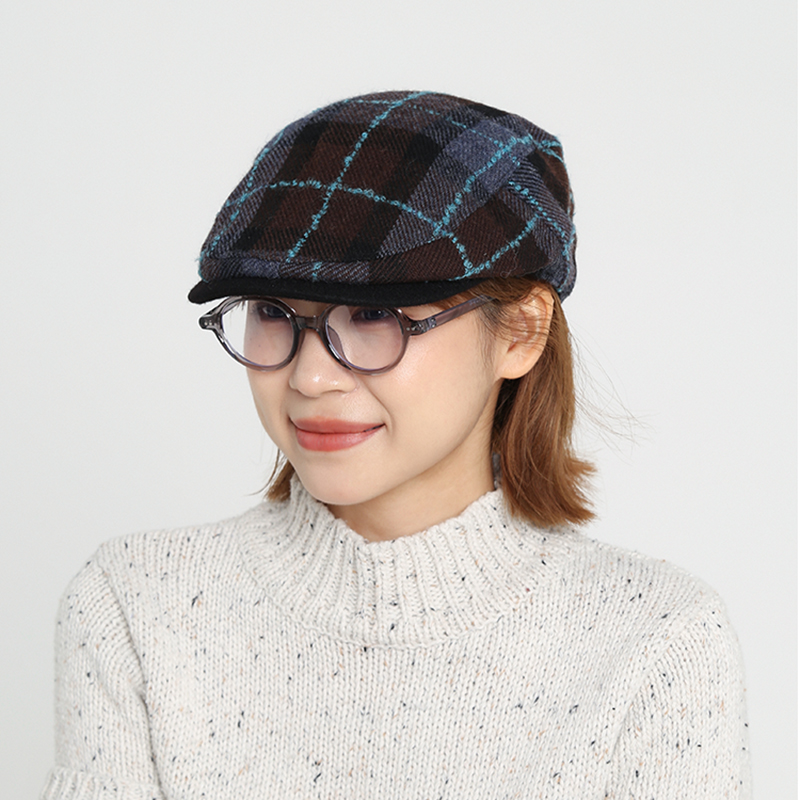 CHASELUCK长乐英伦格子贝雷帽