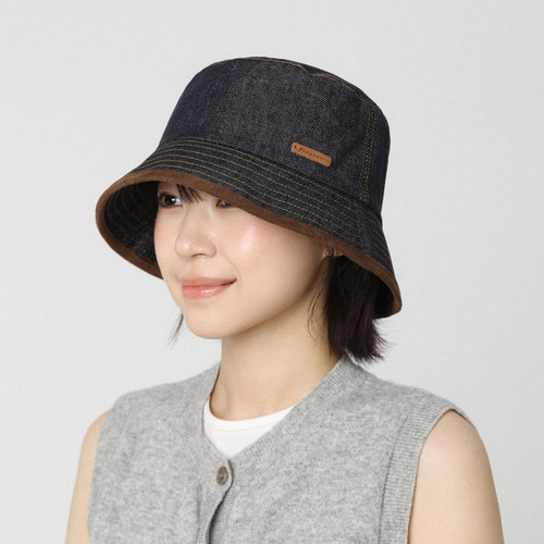 复古蓝牛仔帽渔夫帽女户外遮阳帽