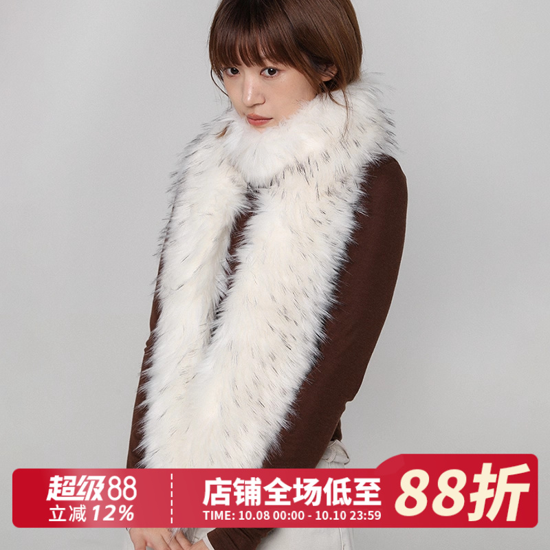 冬季皮草披肩围巾长毛围脖女仿狐狸毛仿貉子毛加长款加厚保暖围脖