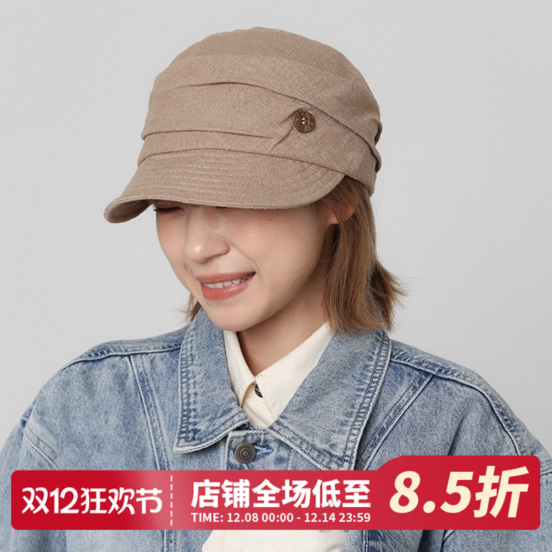 新款鸭舌帽子女棉麻轻薄马术帽