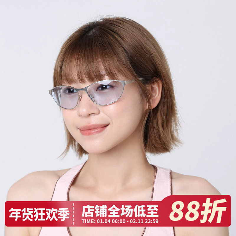 素颜户外防晒UV400骑行墨镜女款高级感美式复古金属猫眼太阳眼镜