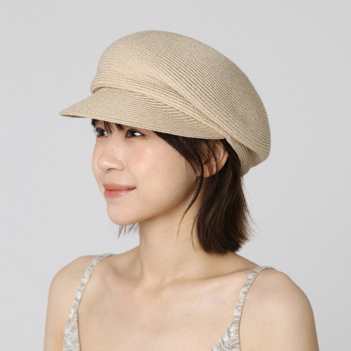 日系褶皱鸭舌帽女春夏户外时尚百搭防晒帽遮阳草编马术帽贝雷帽子