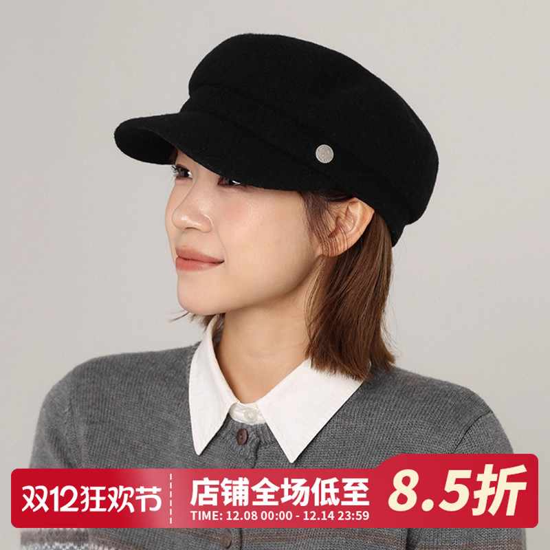 CHASELUCK长乐黑色羊毛鸭舌帽