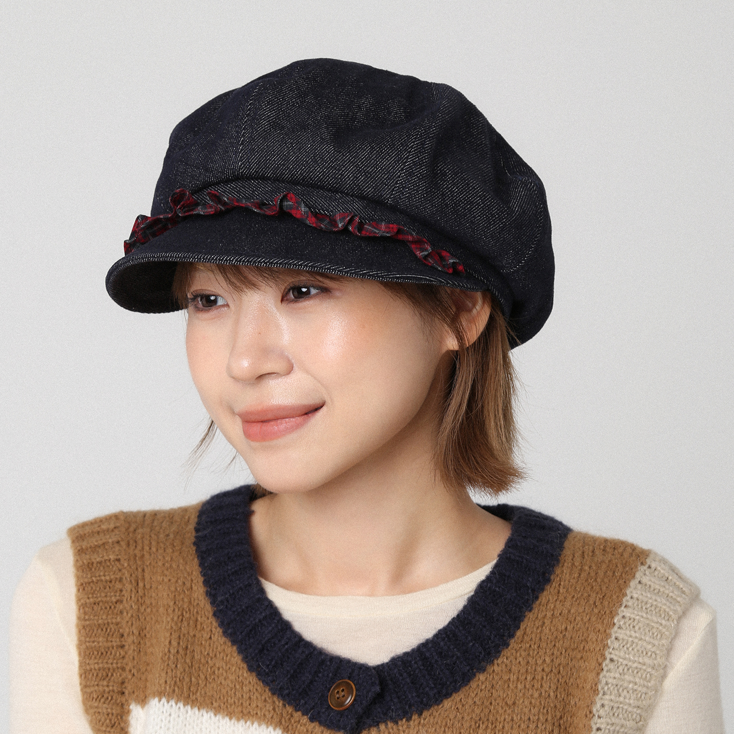 复古褶皱云朵帽牛仔八角帽新款