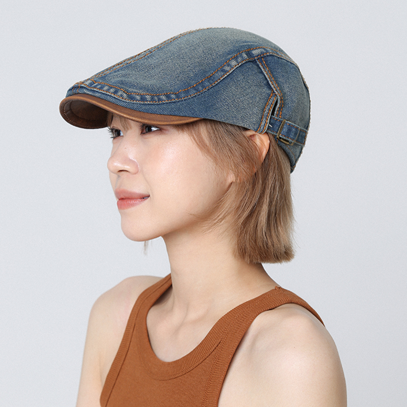 复古做旧蓝色牛仔前进帽女夏季