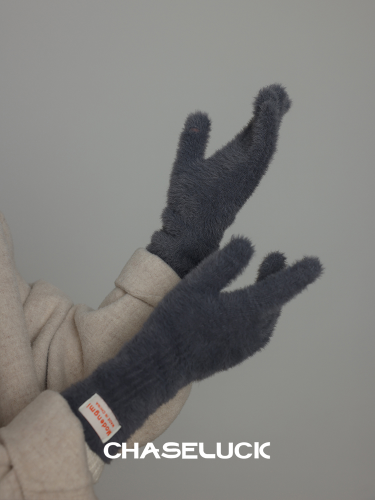 CHASELUCK字母标可触屏毛绒手套