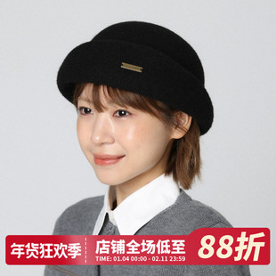英伦复古羊毛呢黑色贝雷帽女2025秋冬新款显脸小画家帽时尚报童帽