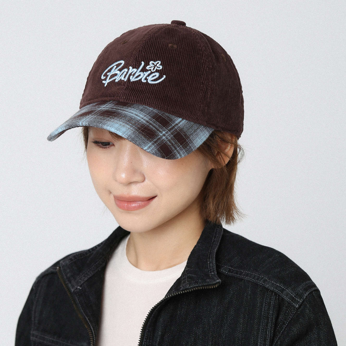 格纹拼色复古棒球帽大头围美式