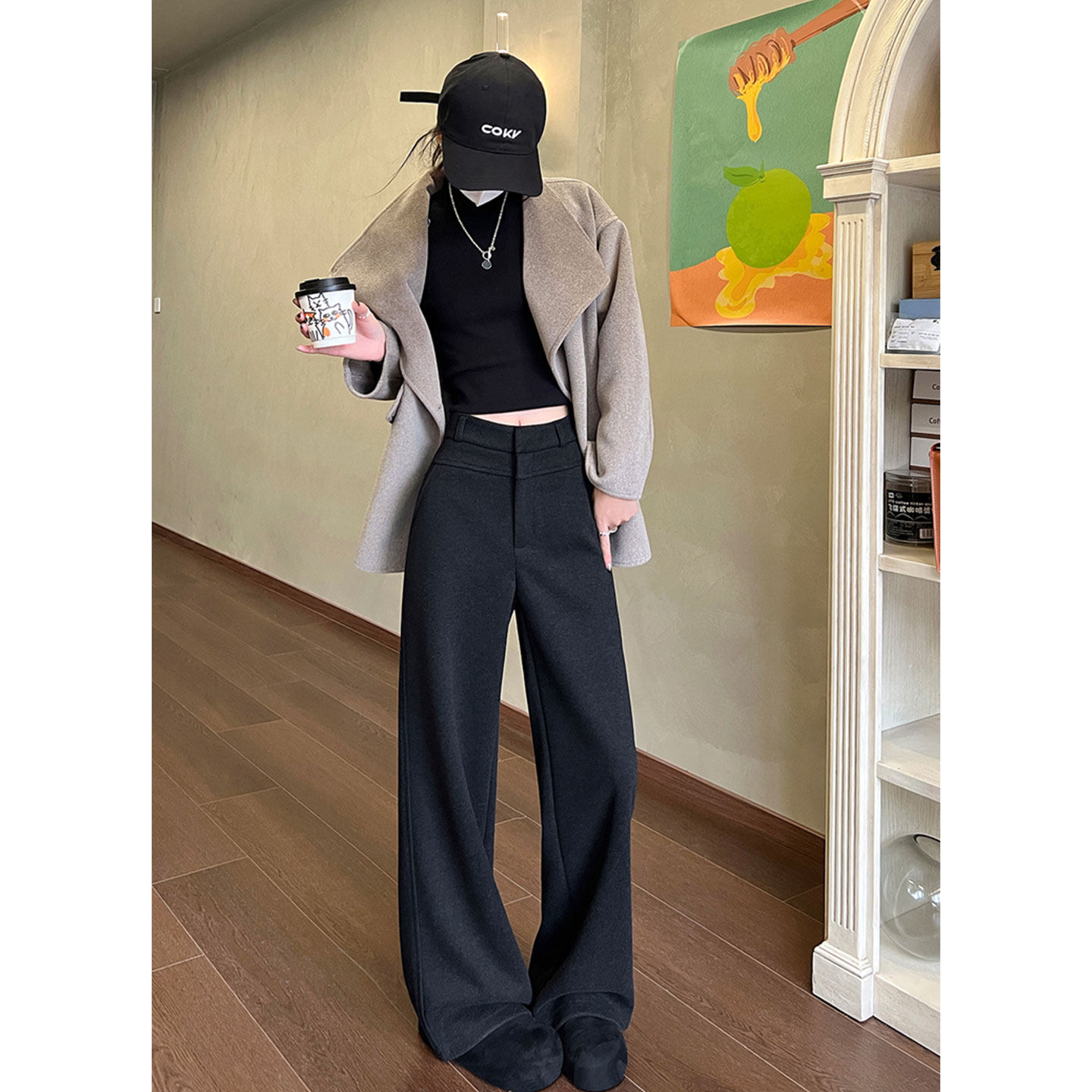 白色羊绒阔腿裤女秋冬加绒加厚高腰气质垂感糯米直筒西装休闲裤子,女装/女士精品,休闲裤,淘宝优惠券,粉丝福利购,淘宝优惠卷