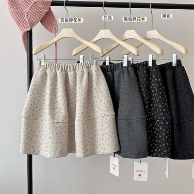 超好看冬裙碎花毛呢半身裙女韩国