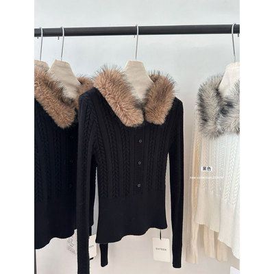 【现货秒发】可拆卸毛领针织衫女