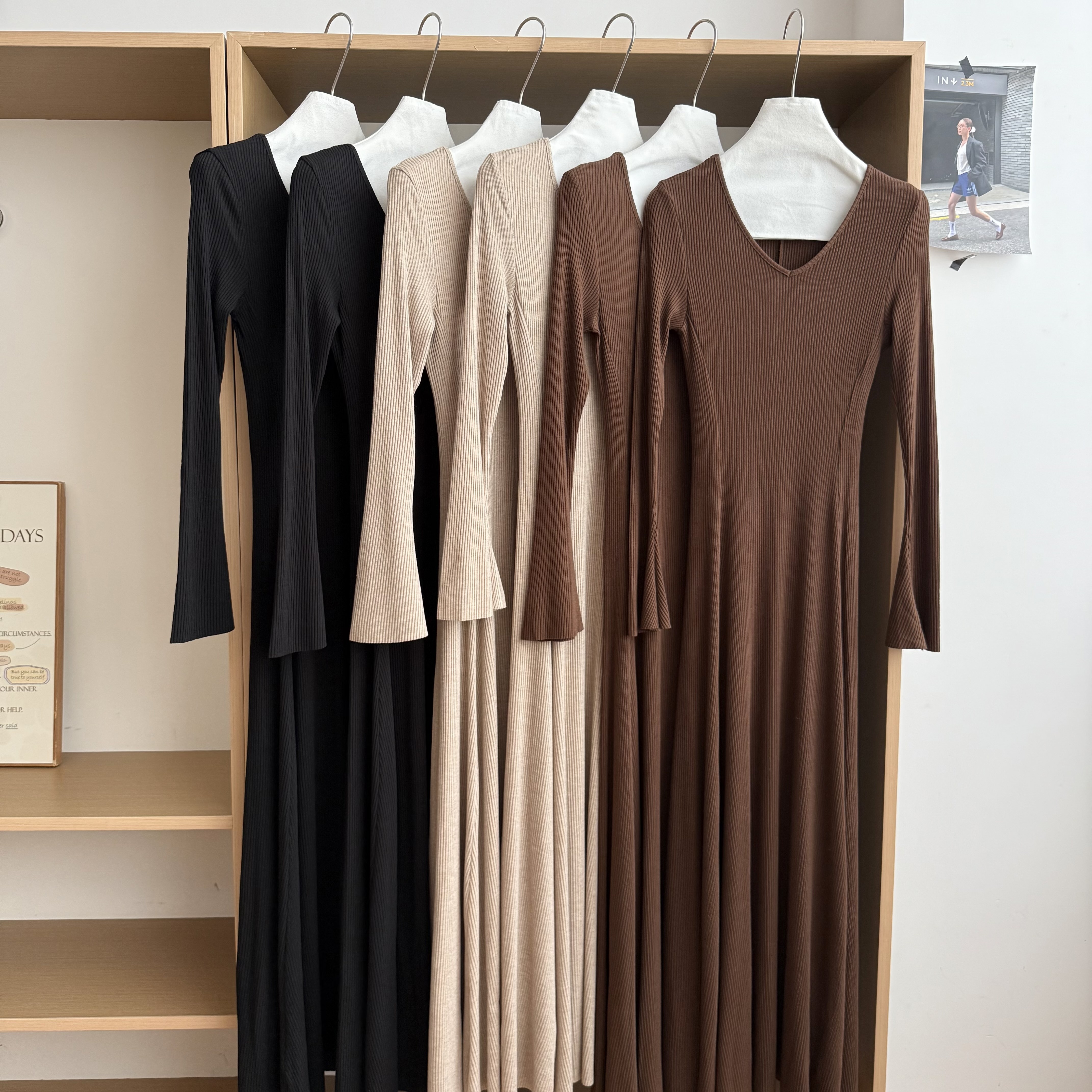 秋季巨好看的长袖内搭针织连衣裙