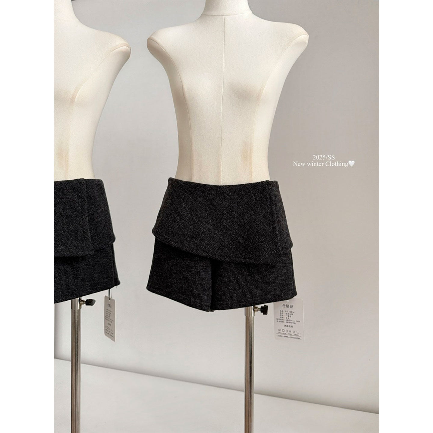 灰色开叉休闲毛呢短裤女装2026春季新款修身显瘦气质打底低腰裤子,女装/女士精品,休闲裤,淘宝优惠券,粉丝福利购,淘宝优惠卷