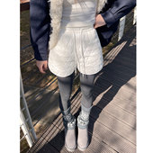夹棉白色短裤 子潮 高腰a字阔腿休闲裤 女秋韩系冬外穿靴裤 2026春季