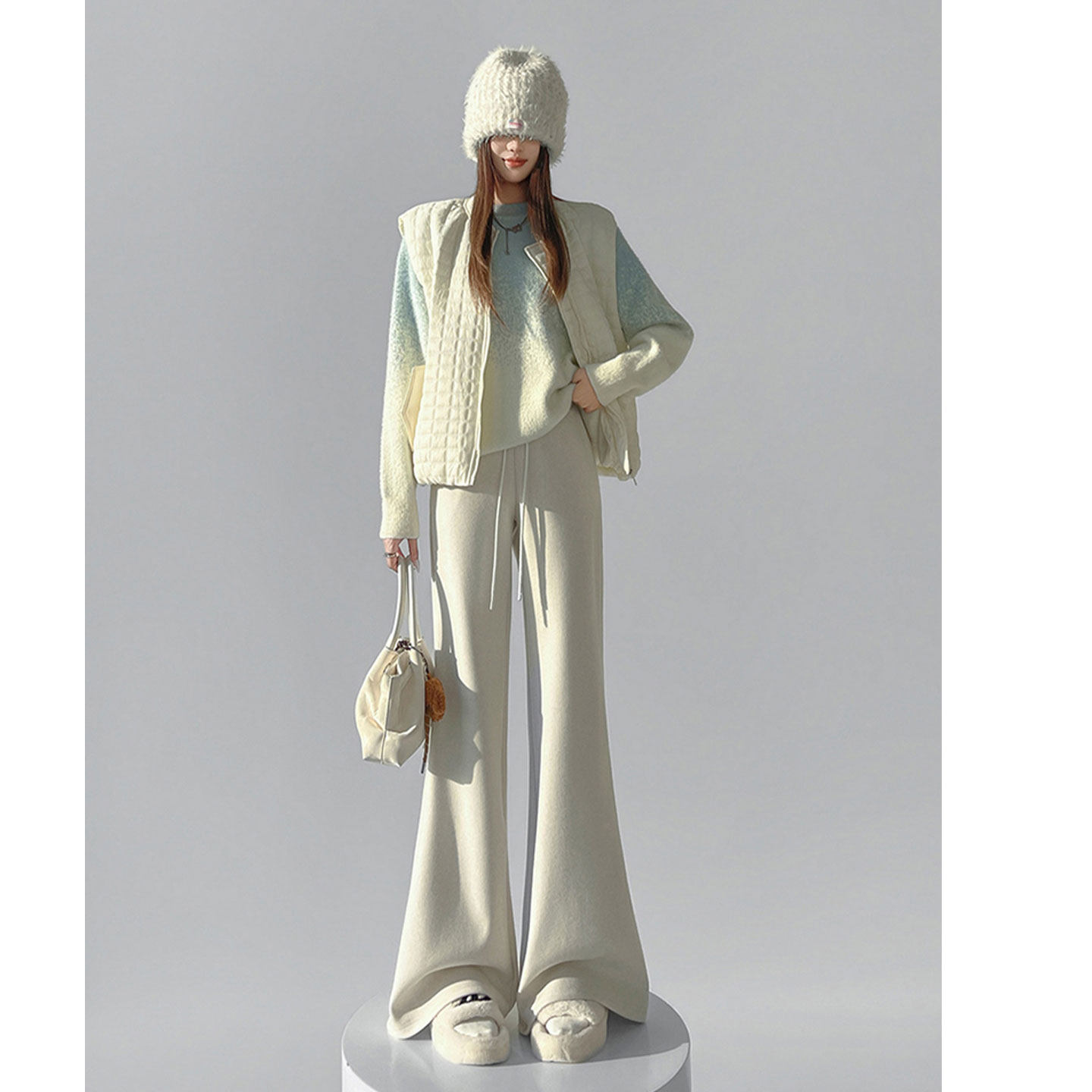 白色窄版直筒休闲阔腿裤女秋冬新款高腰超好看裤子气质羊绒糯米裤,女装/女士精品,休闲裤,淘宝优惠券,粉丝福利购,淘宝优惠卷